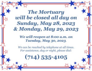 Memorial Day Closing Flyer
