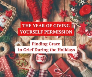 Hands holding red and white gifts, ornaments and presents to share with others for the holidays.