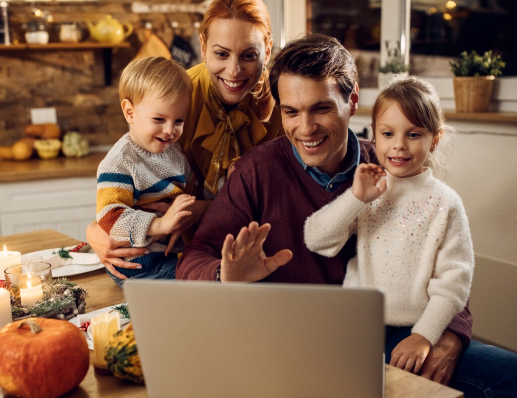 Family on a Zoom call